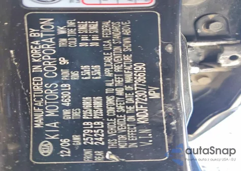 2007 Kia Sportage Ex z USA, uszkodzony, nr VIN KNDJF723077366190